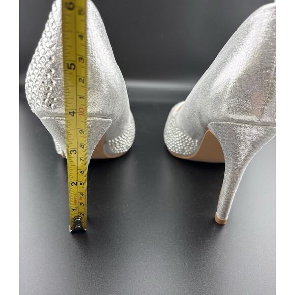 Silver Rhinestone High Heels by TOP MODA Size 8 Sparkly Bridal Prom Pumps NIB - Picture 6 of 7